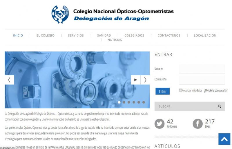 La Delegaci�n de Arag�n del Colegio de Opticos � Optometristas estrena p�gina web
