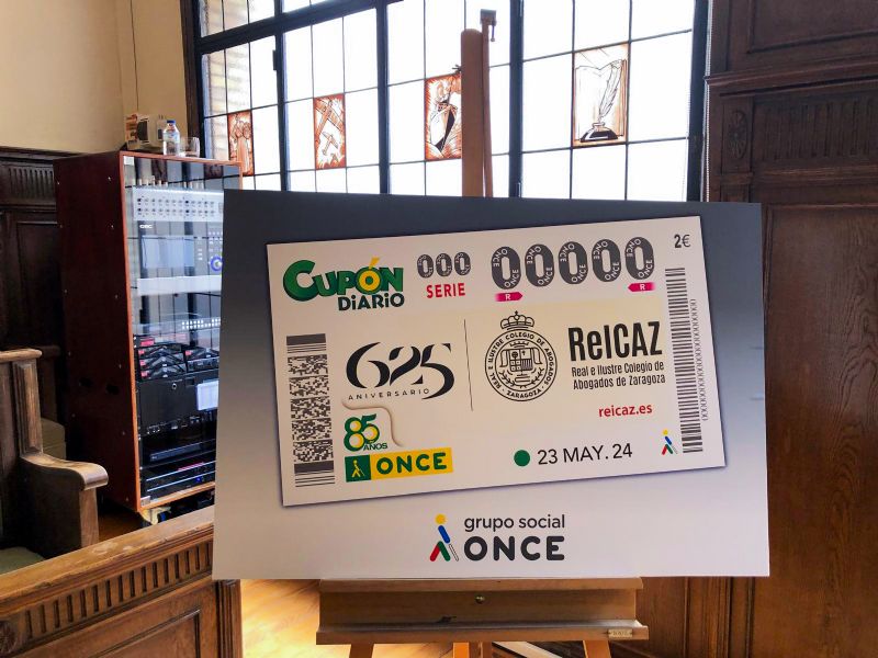 La ONCE dedica cinco millones de cupones al 625 aniversario del Real e Ilustre Colegio de Abogados de Zaragoza, el m�s antiguo de Espa�a